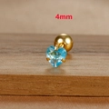 Detailed 4mm heart-shaped blue zircon stud earring with secure gold-tone screw back closure - 4mm / Gold