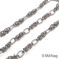 Silver stainless steel textured oval link chain for DIY necklace making, 0.5M bag - 2.0 Textured O Shape 7mm Coil (2.0mmx9mm) 0.5M Pack(FLB081)