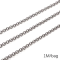 Silver stainless steel cable chain with nested O-rings, 1 meter per bag for DIY jewelry - 0.8 Double Ring Chain (0.8mmx5mm) 1M Pack(FLB081)