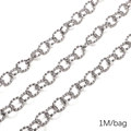 Textured silver stainless steel DIY jewelry chain links for necklaces 1M per bag - 10x13 Twisted Link (2.0mmx10mm) 1M Pack(FLB081)