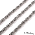 DIY silver twisted rope chain accessory for handmade jewelry making, 0.5M per bag - 8.0 Semicircle Double Buckle Twill (2.2mmx8mm) 0.5M Pack(FLB081)