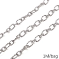 Silver twisted oval link stainless steel chain for DIY jewelry making 1M per bag - 1.4 Threaded Twisted Link (1.4mmx7mm) 1M Pack(FLB081)