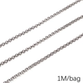 Silver stainless steel rollo chain links for DIY jewelry making, 1 meter per bag - 3.0 Flat Wire Pearl (1.0mmx3mm) 1M Pack(FLB081)