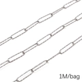 Textured silver stainless steel paperclip chain DIY jewelry links 1M per bag - 1.0 Long Buckle 5x20 Gypsophila (1.0mmx5mm) 1M Pack(FLB081)