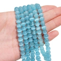Light blue round cat eye stone beads for DIY jewelry with distinct chatoyancy effect - 8mm (Hole Approx 1.2mm) Approx 50 Pieces/Pack / Blue