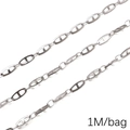 Silver stainless steel pig nose anchor chain for DIY jewelry making 1 meter bag - 4.0x10 Japanese Word Welded Ring (0.4mmx4mm) 1M Pack(FLB081)