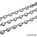 Silver stainless steel heart chain for DIY handmade necklace and bracelet making - 9mm Heart Hydraulic (2.0mmx9mm) 0.5M Pack(FLB081)