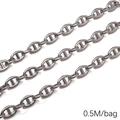 Polished dark grey stainless steel pig nose anchor chain for DIY jewelry 0.5M bag - 8.0 Japanese Word Hydraulic (2.0mmx8mm) 0.5M Pack(FLB081)