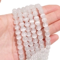 Polished white cat eye stone beaded bracelet with glossy chatoyancy effect beads - 8mm (Hole Approx 1.2mm) Approx 50 Pieces/Pack / White