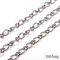 Silver stainless steel twisted chain link 1m for DIY jewelry making and necklaces - 2.0 Threaded Smooth 1:1 (2.0mmx9.5mm) 1M Pack(FLB081)