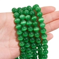 Polished emerald green cat eye stone round beads 8mm for DIY jewelry making - 10mm (Hole Approx 1.5mm) Approx 40 Pieces/Pack / Green