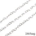 Silver stainless steel heart link chain for DIY necklace making 1m per bag - 4.5x6 Flat Heart (0.5mmx4.5mm) 1M Pack(FLB081)