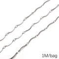 DIY jewelry chain in gun-black finish featuring wave rods and small round rings link - Flat Square Bar (1.0mmx2.2mm) 1M Pack(FLB081)