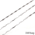 Polished silver stainless steel rhombic chain links for DIY jewelry making 1M per bag - 4.0 Rhombus Square (0.3mmx4mm) 1M Pack(FLB081)