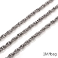 Silver stainless steel twist link chain for DIY jewelry making, 1 meter per bag - 2.0 Wire 6.5 Semicircle Double Buckle (2.0mmx6.5mm) 1M Pack(FLB081)