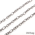 Silver stainless steel oval link chain for DIY jewelry making 1 meter per bag pack - Semicircle Wire O Shape 3:1 (1.8mmx6.2mm) 1M Pack(FLB081)