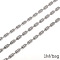Silver embossed oval link chain in stainless steel for DIY jewelry making 1M per bag - 4.5 Rectangular Embossed (0.8mmx4.5mm) 1M Pack(FLB081)