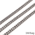 One meter bag of metallic grey stainless steel curb chain links for DIY jewelry making - 2.3 Single Buckle Six Sides 8mm (2.3mmx8mm) 1M Pack(FLB081)
