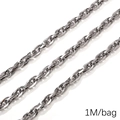 One meter silver stainless steel chain with oval links for DIY jewelry making - 1.2 Square Wire Double Buckle (1.2mmx6mm) 1M Pack(FLB081)