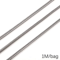 Silver stainless steel wheat chain for DIY jewelry making sold as 1 meter per bag - 3.0 Square Foxtail (0.6mmx3mm) 1M Pack(FLB081)