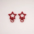 Mosquetones de aleación rojos en forma de estrella para accesorios de llavero DIY - 1# Estrella con Lazo / 31x41mm Grosor aprox. 3,5mm / Rojo