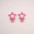 Cierres de langosta de aleación rosa con forma de estrella y anillos giratorios para llaveros - 1# Estrella con Lazo / 31x41mm Grosor aprox. 3,5mm / Rosa