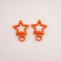 Star-shaped lobster clasp hooks in bright orange finish for DIY keychain making - 1# Star with Loop / 31x41mm Thickness approx 3.5mm / Orange
