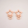 Pair of light pink star-shaped metal lobster clasps for DIY keychain accessories - 1# Star with Loop / 31x41mm Thickness approx 3.5mm / Apricot