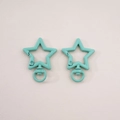 Star-shaped mint green alloy swivel lobster clasp for DIY keychain accessories - 1# Star with Loop / 31x41mm Thickness approx 3.5mm / Cyan