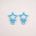 Star shaped sky blue painted metal lobster clasps for DIY keychain accessories - 1# Star with Loop / 31x41mm Thickness approx 3.5mm / Blue