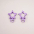 Star-shaped purple alloy lobster clasp set with rotating D-rings for DIY keychains - 1# Star with Loop / 31x41mm Thickness approx 3.5mm / Purple