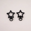Two black star-shaped lobster clasps made of spray-painted alloy for DIY keychain crafts - 1# Star with Loop / 31x41mm Thickness approx 3.5mm / Black
