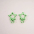 Pair of light green star-shaped alloy lobster clasps for DIY keychain making - 1# Star with Loop / 31x41mm Thickness approx 3.5mm / Light Green