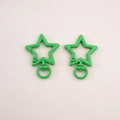 Two emerald green star-shaped lobster clasps in painted alloy for DIY keychains - 1# Star with Loop / 31x41mm Thickness approx 3.5mm / Green