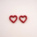 Pair of red heart-shaped alloy spring clasps for DIY jewelry and keychains - 2# Peach Blossom Buckle / 21x21mm Thickness approx 3.5mm / Red