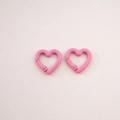 Set of two bright pink heart-shaped metal spring clips for DIY keychain accessories - 2# Peach Blossom Buckle / 21x21mm Thickness approx 3.5mm / Pink