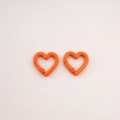 Pair of bright orange heart-shaped spring ring clasps in polished alloy finish - 2# Peach Blossom Buckle / 21x21mm Thickness approx 3.5mm / Orange