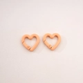 Two heart-shaped spring carabiners in matte peach orange lacquer for DIY keychains - 2# Peach Blossom Buckle / 21x21mm Thickness approx 3.5mm / Apricot