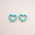 Tiffany blue heart-shaped alloy spring clasp for DIY keychain and bag accessories - 2# Peach Blossom Buckle / 21x21mm Thickness approx 3.5mm / Cyan