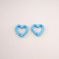 Pair of sky blue heart-shaped metal carabiner spring clips for DIY keychains - 2# Peach Blossom Buckle / 21x21mm Thickness approx 3.5mm / Blue