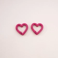 Two pieces of bright pink heart-shaped metal carabiner clips with spring gate - 2# Peach Blossom Buckle / 21x21mm Thickness approx 3.5mm / Rose Red