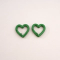 Pair of vibrant green heart-shaped carabiners with smooth painted alloy finish for DIY crafts - 2# Peach Blossom Buckle / 21x21mm Thickness approx 3.5mm / Dark Green