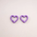 Pair of purple heart-shaped metal carabiner spring clips for DIY keychain accessories - 2# Peach Blossom Buckle / 21x21mm Thickness approx 3.5mm / Dark Purple