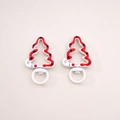 Cute white painted Christmas tree shaped alloy lobster clasp with red dot pattern for DIY crafts - 3# Painted Christmas Tree with Loop / 27x44mm Center thickness approx 5mm / White