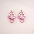 Pink Christmas tree alloy lobster clasp set for DIY jewelry and keychain making - 3# Painted Christmas Tree with Loop / 27x44mm Center thickness approx 5mm / Pink