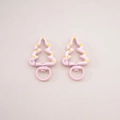 Pink and white Christmas tree alloy lobster clasp set for DIY jewelry making - 3# Painted Christmas Tree with Loop / 27x44mm Center thickness approx 5mm / Light Pink
