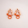 Cute orange alloy Christmas tree keychain charms with white snow spray and swivel rings - 3# Painted Christmas Tree with Loop / 27x44mm Center thickness approx 5mm / Orange