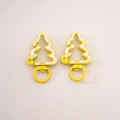 Christmas tree shaped lobster clasps in yellow and white paint for DIY keychains - 3# Painted Christmas Tree with Loop / 27x44mm Center thickness approx 5mm / Yellow