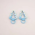 Light blue Christmas tree alloy lobster clasp set for DIY keychain making - 3# Painted Christmas Tree with Loop / 27x44mm Center thickness approx 5mm / Blue