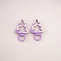 Pair of purple Christmas tree lobster clasps with festive enamel dots for DIY crafts - 3# Painted Christmas Tree with Loop / 27x44mm Center thickness approx 5mm / Purple